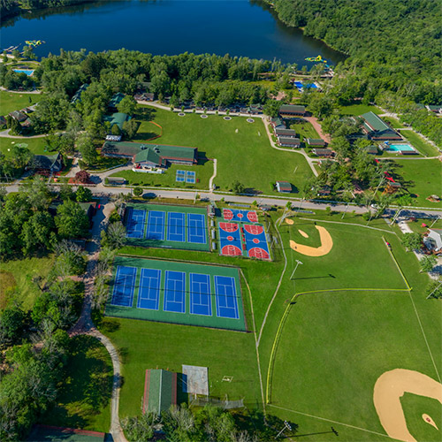 Camp Chipinaw and its wooded lakeshore